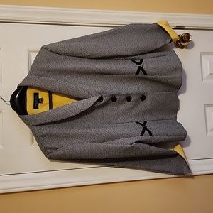 Perceptions Houndstooth Suit Jacket with Yellow Accent Womens Blazer Size 16